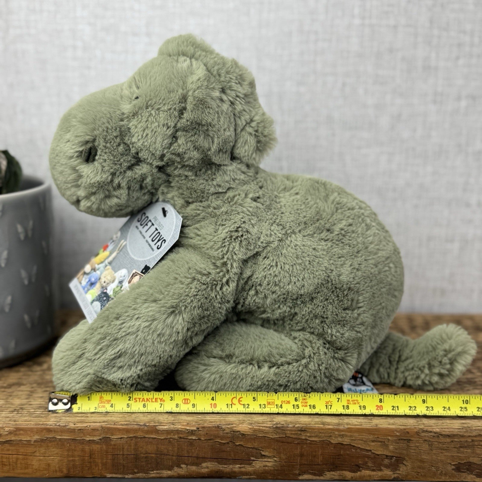 Jellycat Medium Huggady Dinosaur- Floppy Green Dino Soft Toy Retired 10"