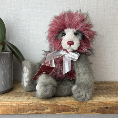 Charlie Bear Grover Teddy Bear - Grey/red Bear New Tags Isabelle Lee 32cm