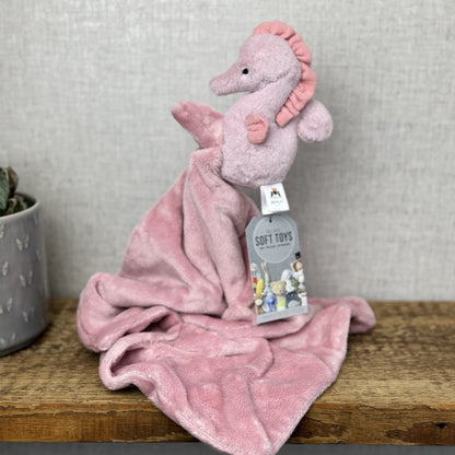 Jellycat Sienna Pink Seahorse Soother - Pink Comfort Blanket Soother Retired