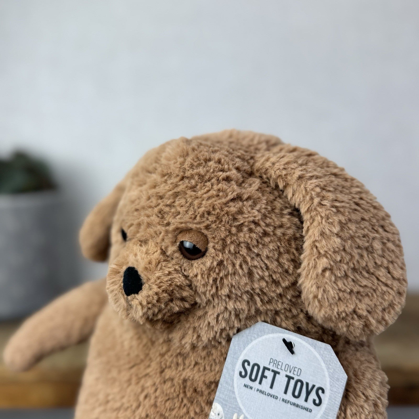 Jellycat Amore Dog - Large Textured Tan Dog Plush Toy Sleepy Puppy 11"