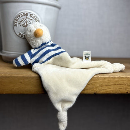 Jellycat Bredita Duck Soother - Duck Soother Cream Navy Striped - Comforter
