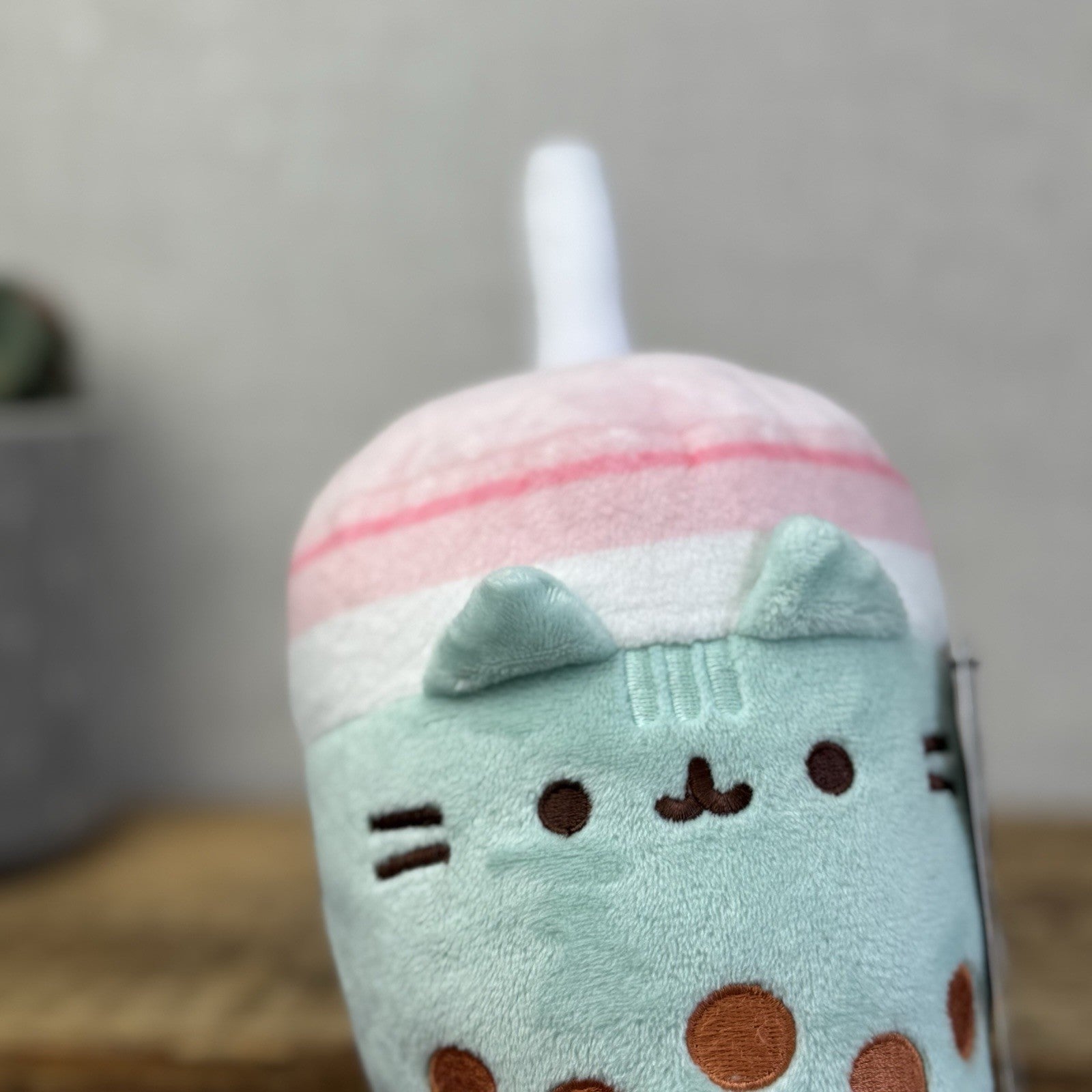 Gund Pusheen Cat - Boba Tea Pusheen Small Soft Toy Cat New Without Tag 8”