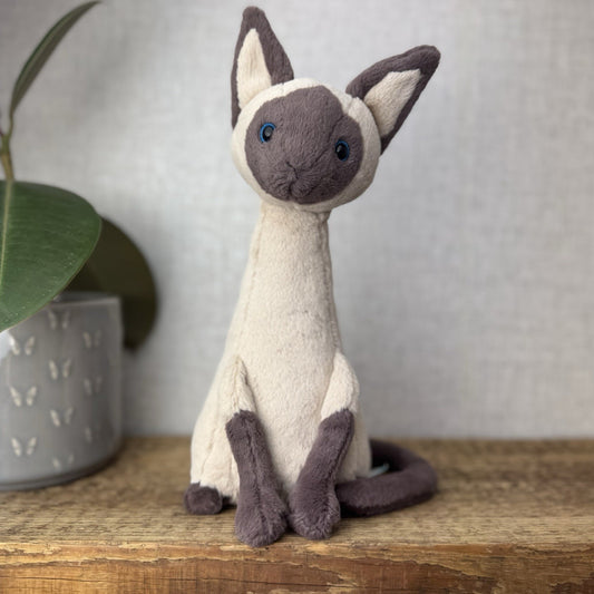 Jellycat Iris Siamese Cat - Tall Sitting Siamese Cat Blue Eyes Beanie Rare 11"
