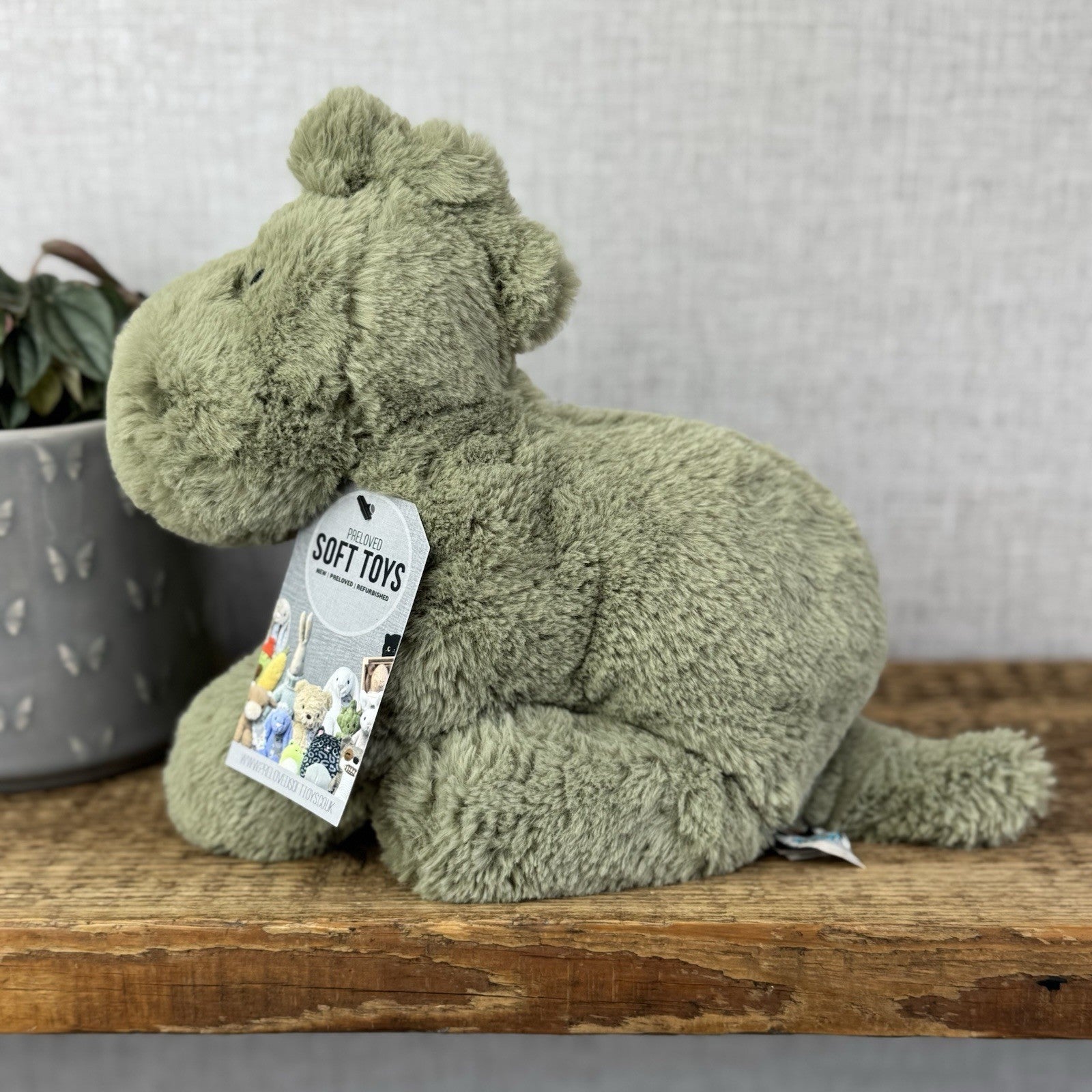 Jellycat Medium Huggady Dinosaur- Floppy Green Dino Soft Toy Retired 10" (#2)