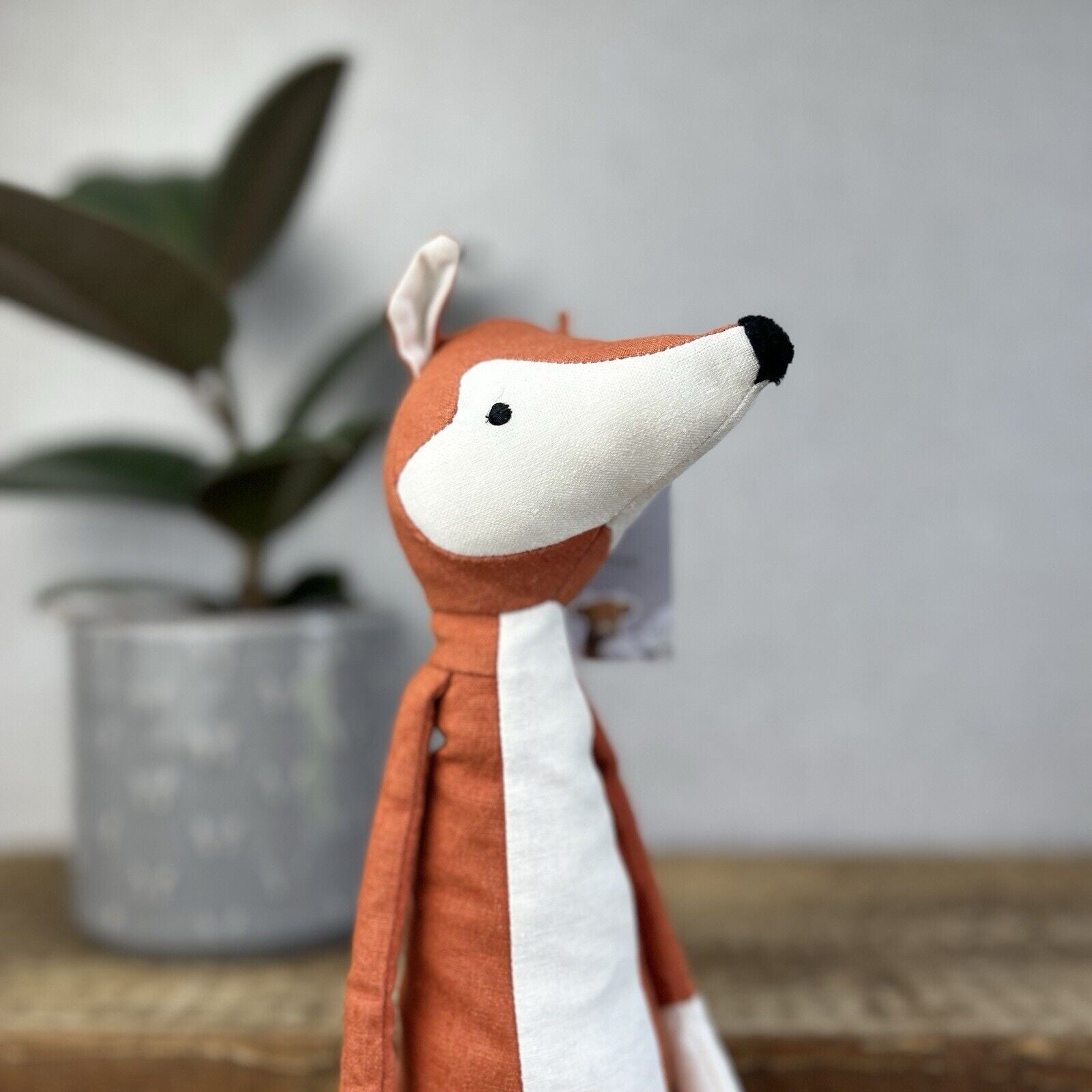 Jellycat Skandoodle Fox - Linen Fox Soft Toy Beanie Botton - Scandi Style 14"