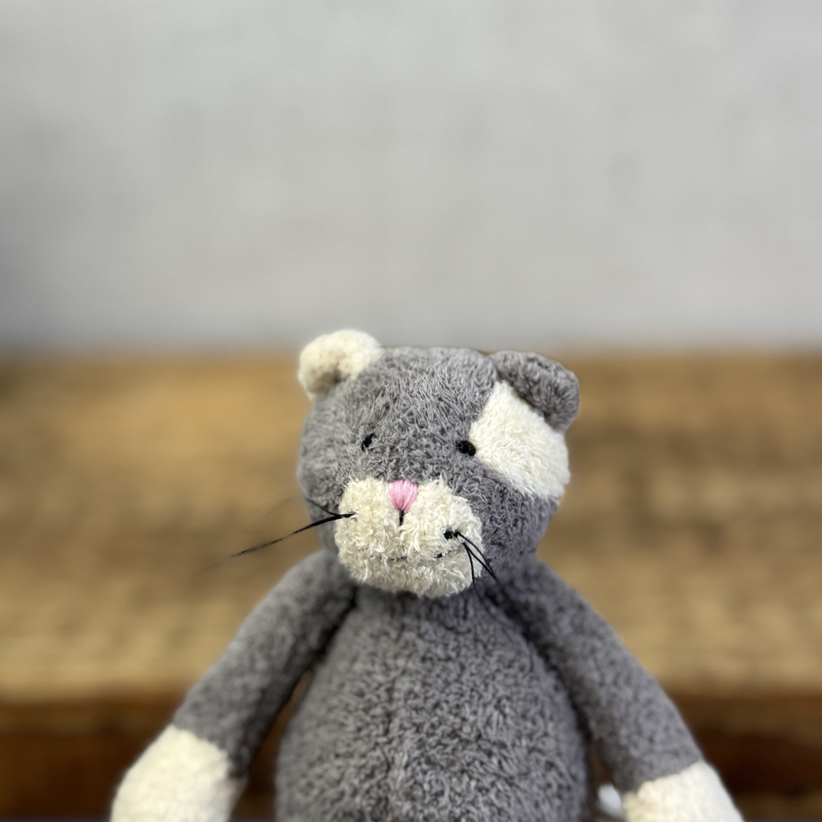 Jellycat Tiny Baby Bunglie Kitten - Miniature Vintage  Grey Cat Partial Tag 5”