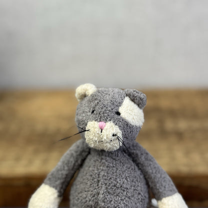 Jellycat Tiny Baby Bunglie Kitten - Miniature Vintage  Grey Cat Partial Tag 5”