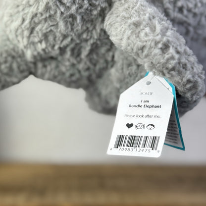 Jellycat Rondle Elephant -  Grey Textured Elelephant Beanie Plush Retired Tags