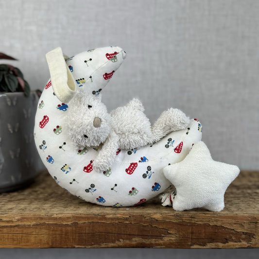 Jellycat Bedtime Bear Musical Pull - Cream Bear Moon Stars Lullaby Retired Rare