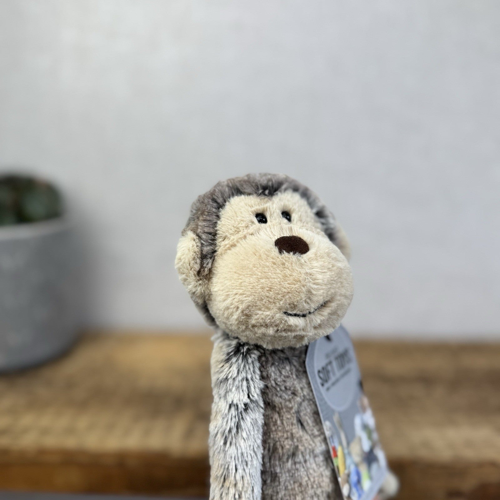 Jellycat Small Mattie Monkey - Woodland Grey/Brown Mix Monkey Beanie Plush 11"