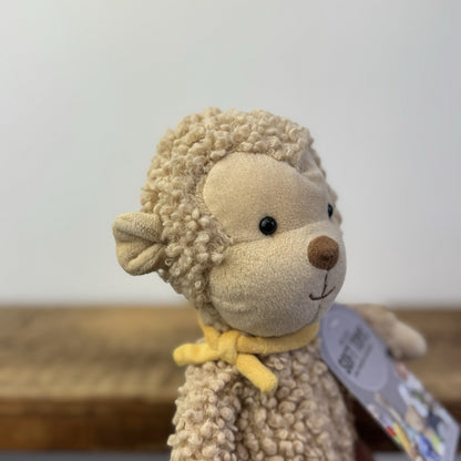Jellycat Fuzzkin Monkey - Small Light Brown Monkey Beanie Neck Tie Retired 9"