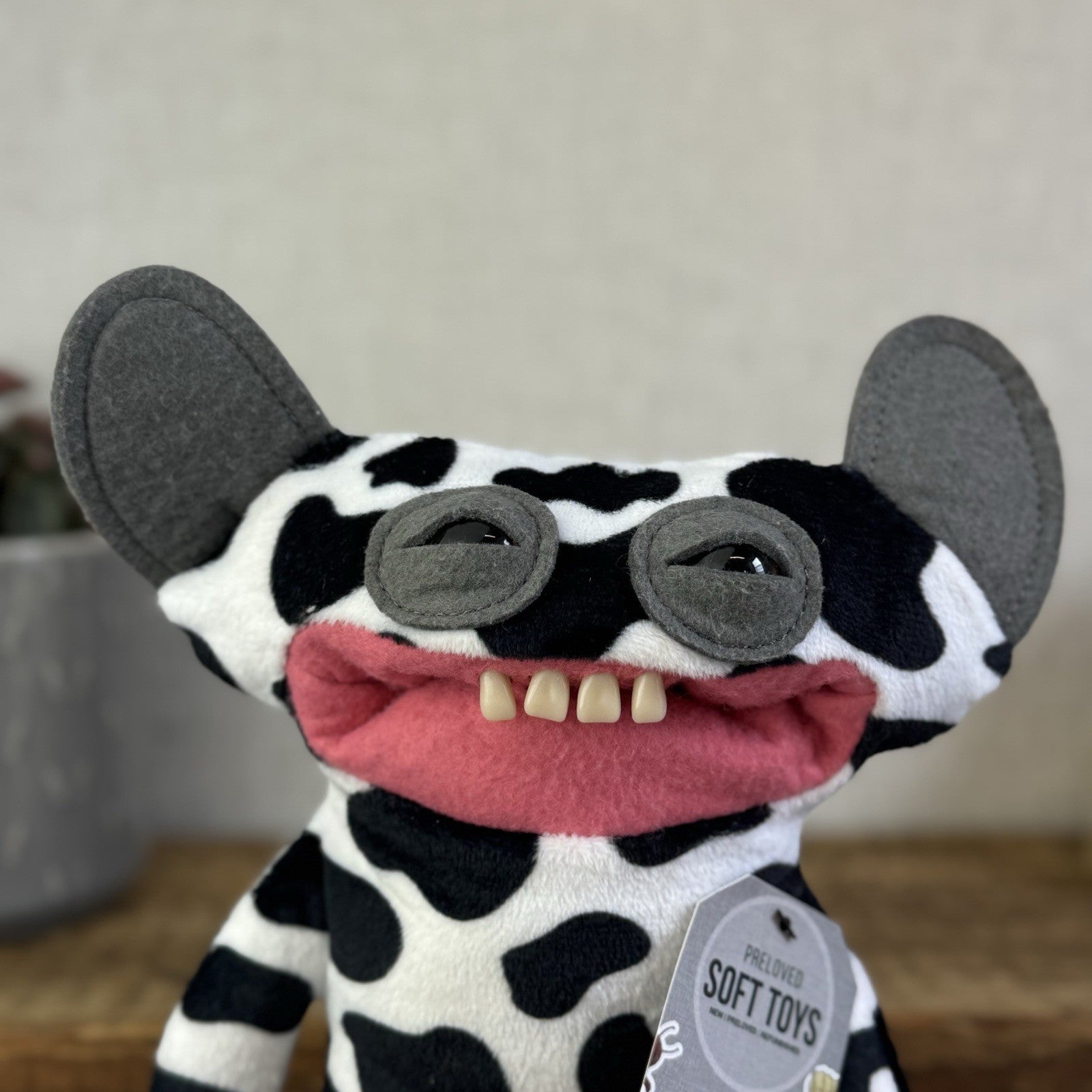 Fuggler Grin Grin RARE Cow Print Funny Ugly Monster Black/White Retired