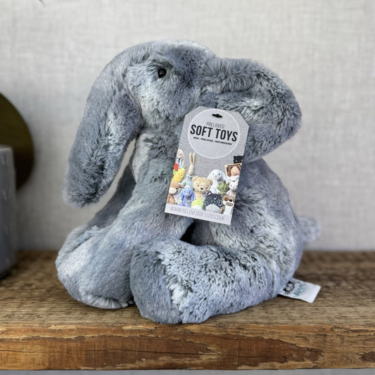 Jellycat Medium Elly Elephant - Grey/Silver Mix Elephant Beanie Soft 8” (#2)