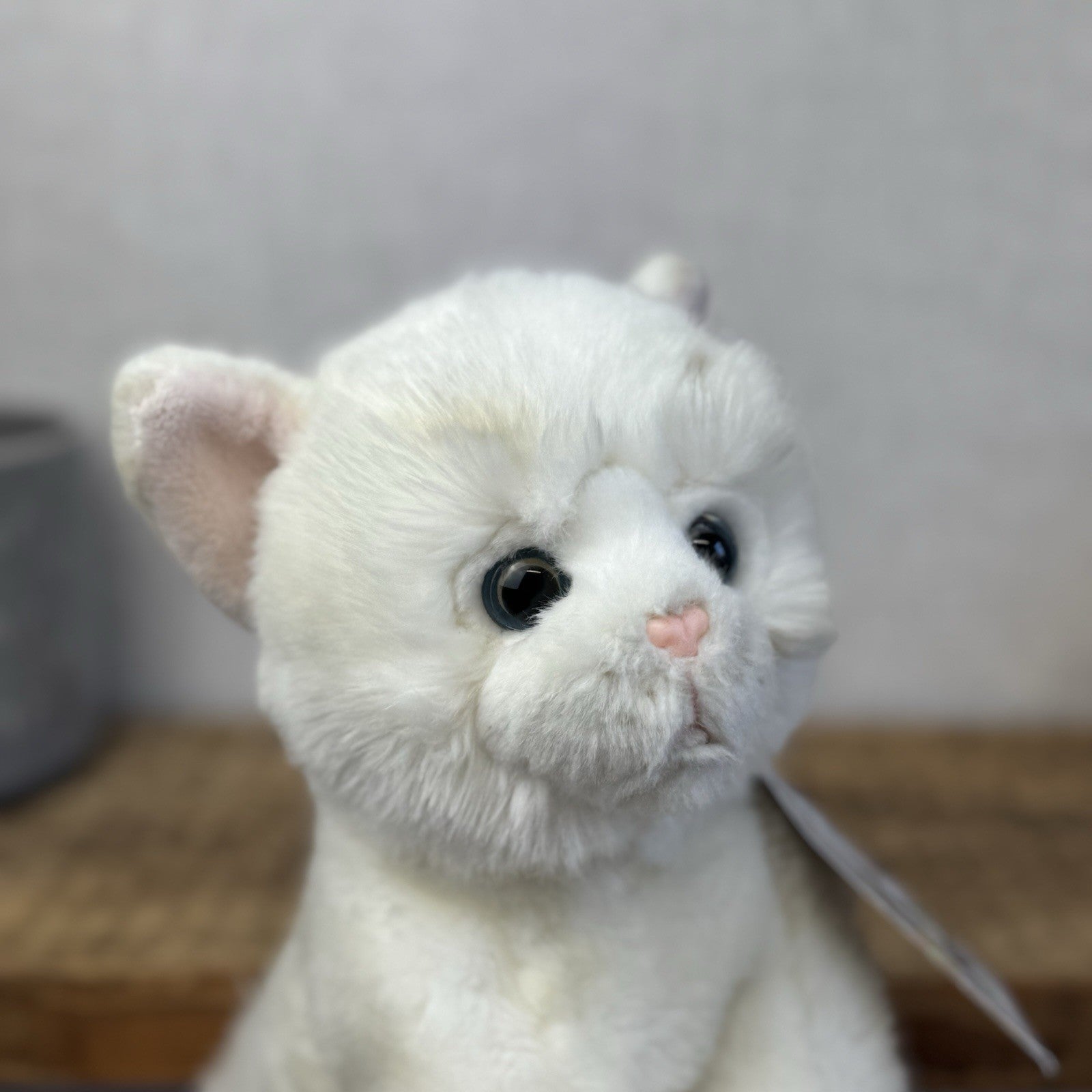 Paws White Short Haired Fluffy Cat Beanie Blue Eyes Realistic Cat Toy 12"