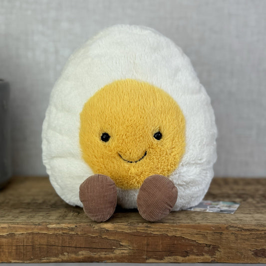 Jellycat Large Amuseable Egg - Large Smiling Egg Plush Beanie Retired 10"