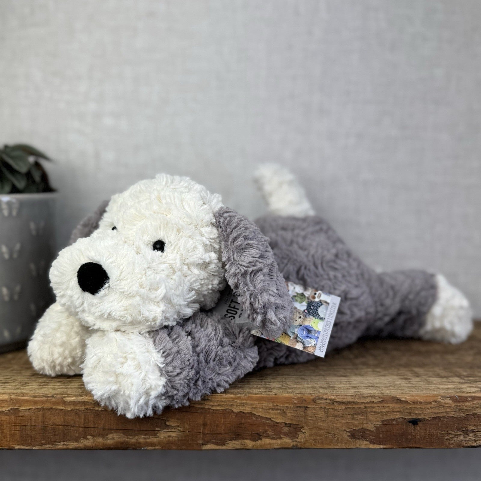 Jellycat Tumblie Sheepdog Grey & White Puppy Dog Soft Toy Plush Dog 12" (#4)