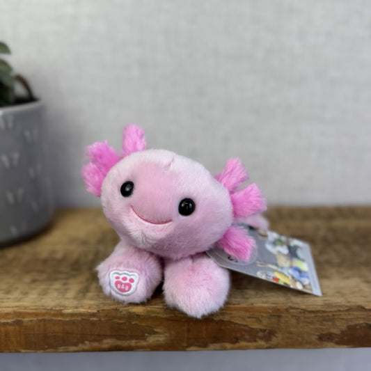 Build A Bear Pink Axolotl Sea Creature Mini Beans  - Small Beanbag BAB NWOT 7"