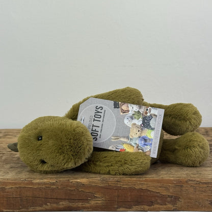 Jellycat Small Bashful Green Dino - Green Olive Beanie Dinosaur Soft Toy 8”