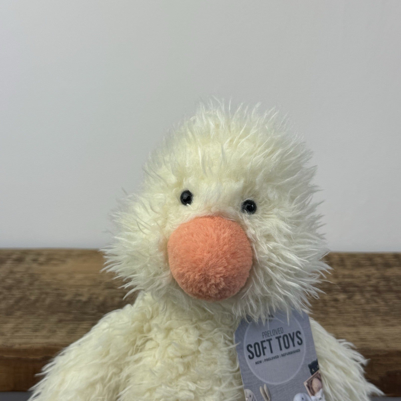 Jellycat Angora Duck - Rare Indigo Exclusive Fluffy Cream Duck Medium 12"