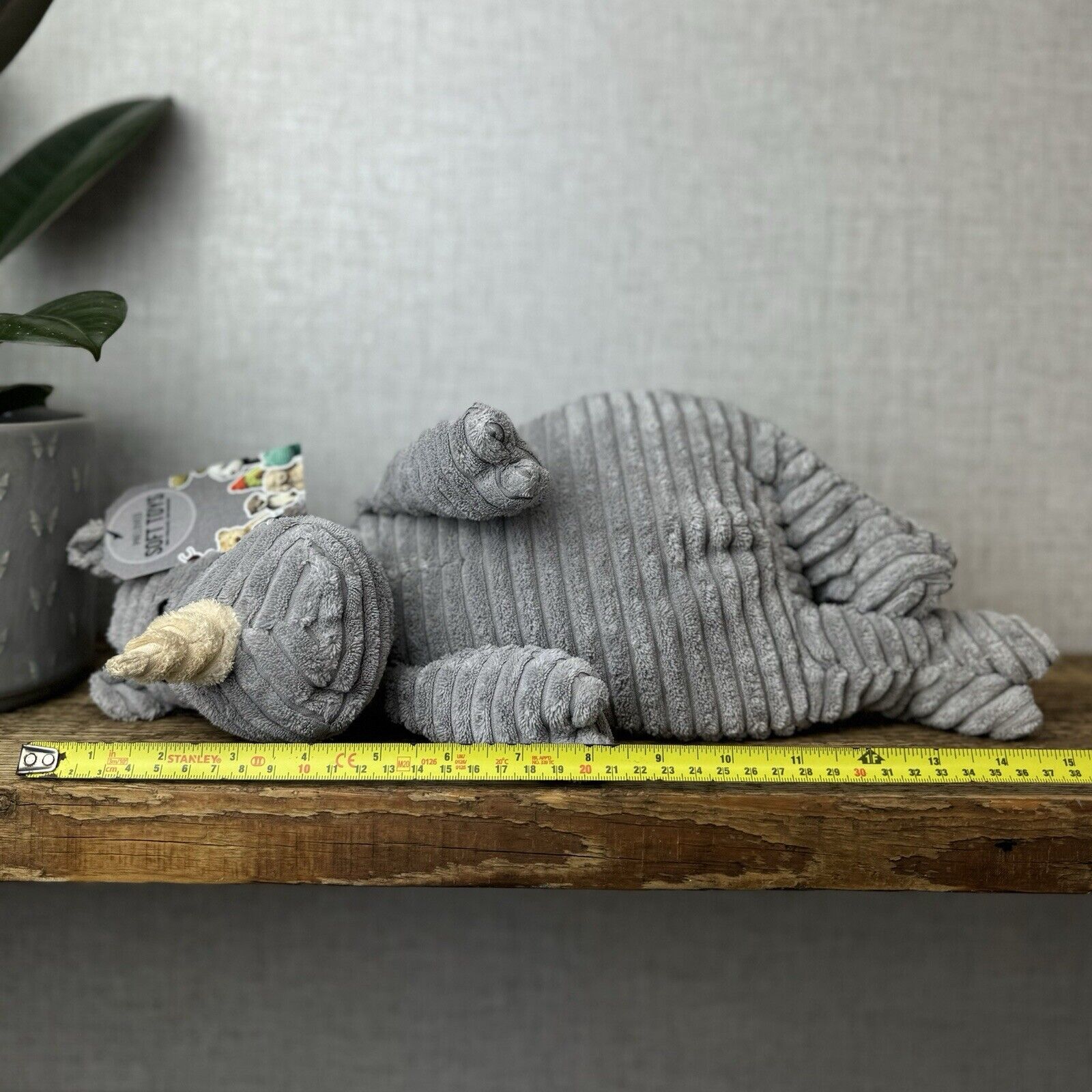 Jellycat Medium Cordy Roy Rhino - Large Grey Beanie Rhino Plush 14"