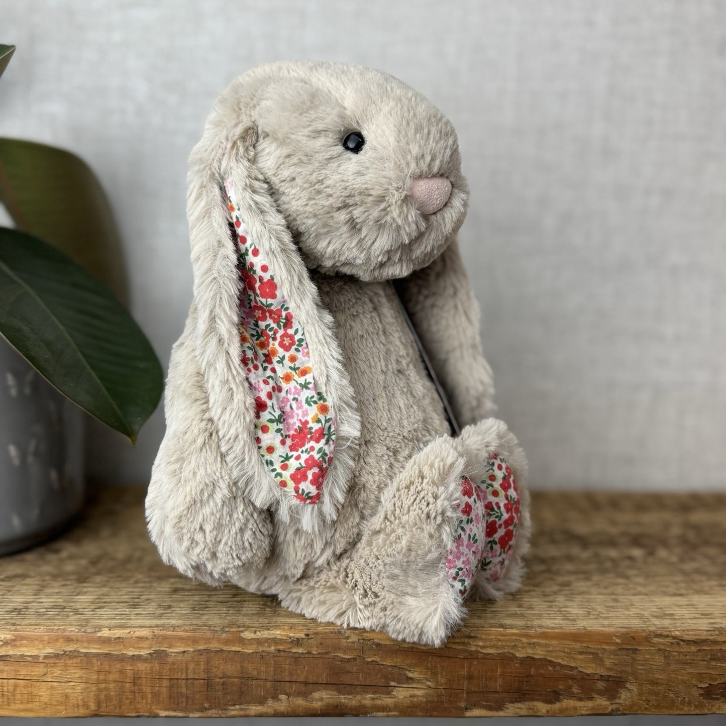 Jellycat Medium Bashful Beige Posy Blossom Bunny - Beige Bunny Floral Ears 12”