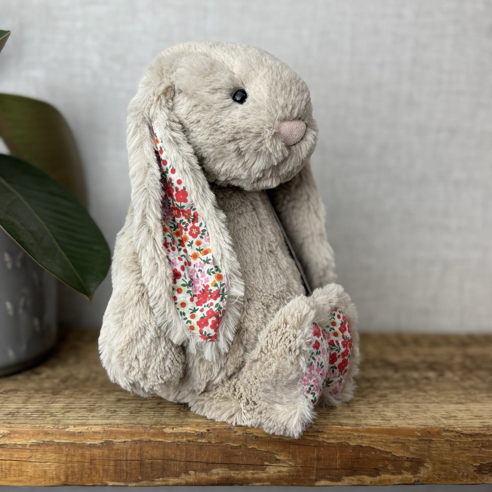 Jellycat Medium Bashful Beige Posy Blossom Bunny - Beige Bunny Floral Ears 12”