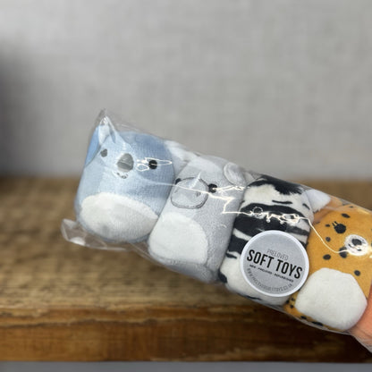 Squishmallow Squishville - Wild Animal Sqaud x5 Leopard, Monkey, Koala Bundle