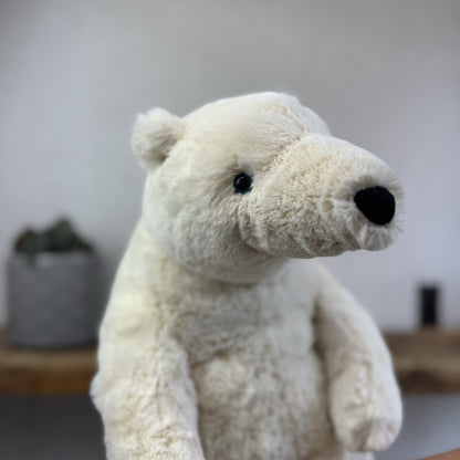 Jellycat Large Elwin Polar Bear - White Sitting Bear Plush Rare & Retired 16”