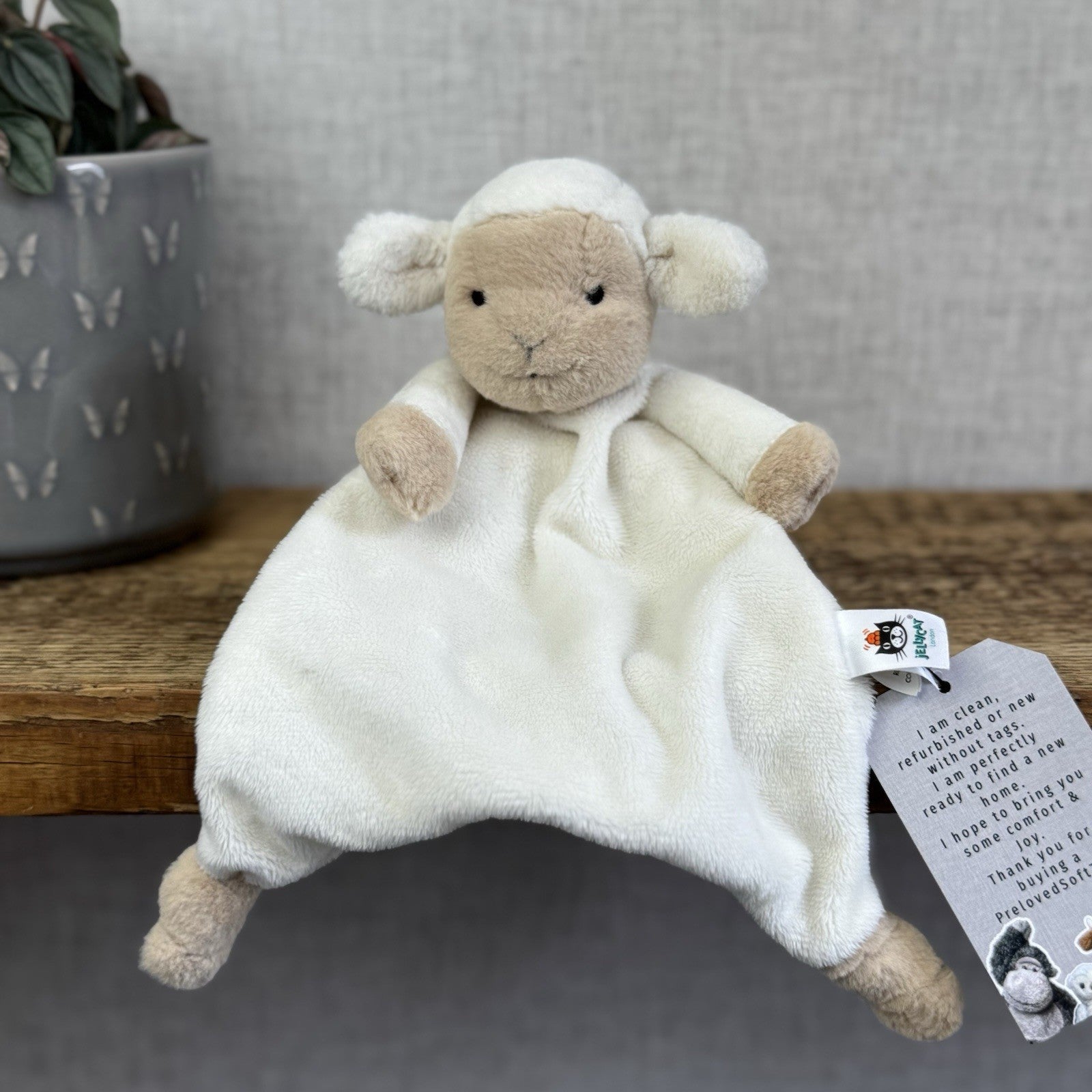 Jellycat Husbie Lamb Soother Comoforter - Sheep Baby Soft Toy Blanket NWOT