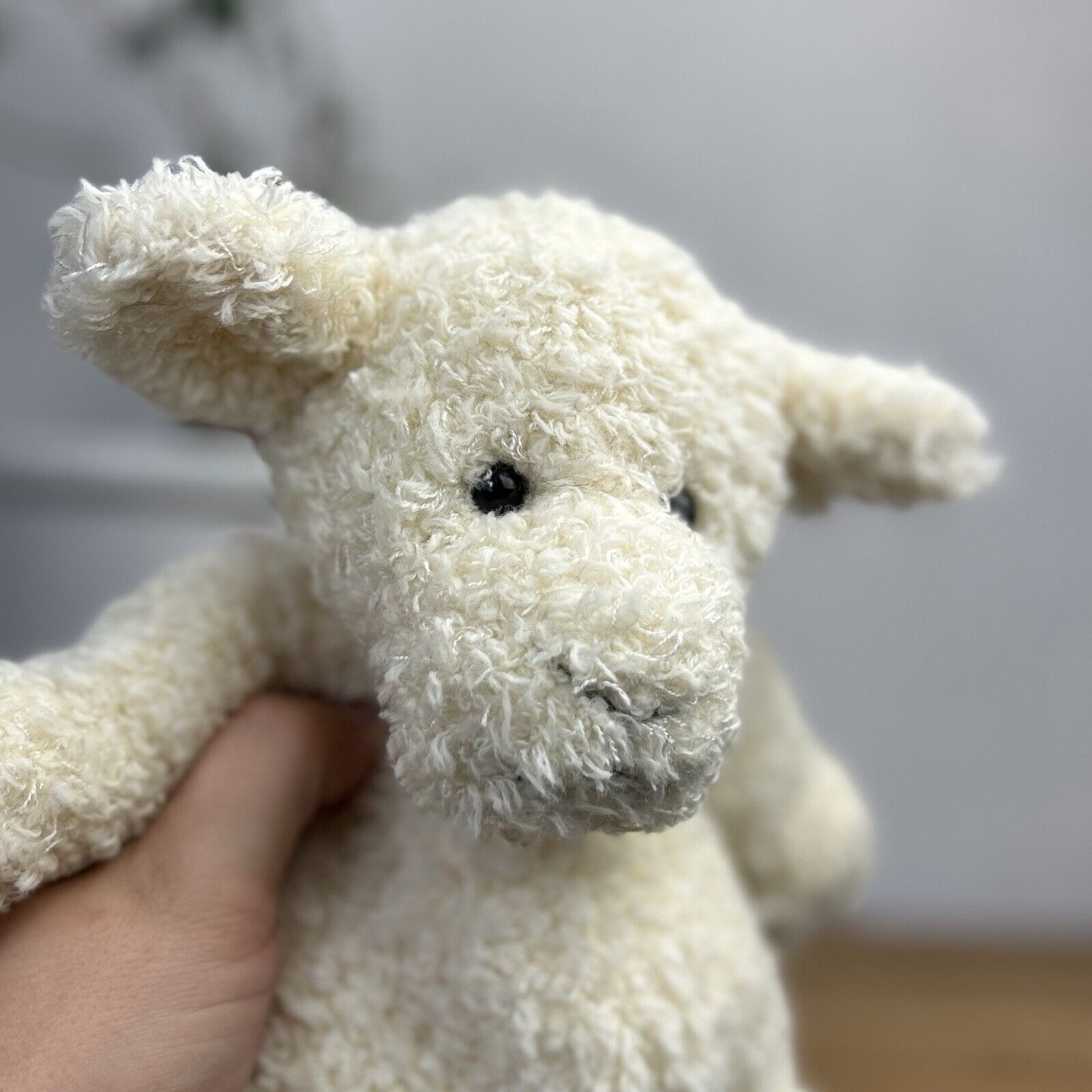 Jellycat Sguidgy Lamb - Small Squidgy Lamb - Vintage Small Curly Fur Lamb 10"
