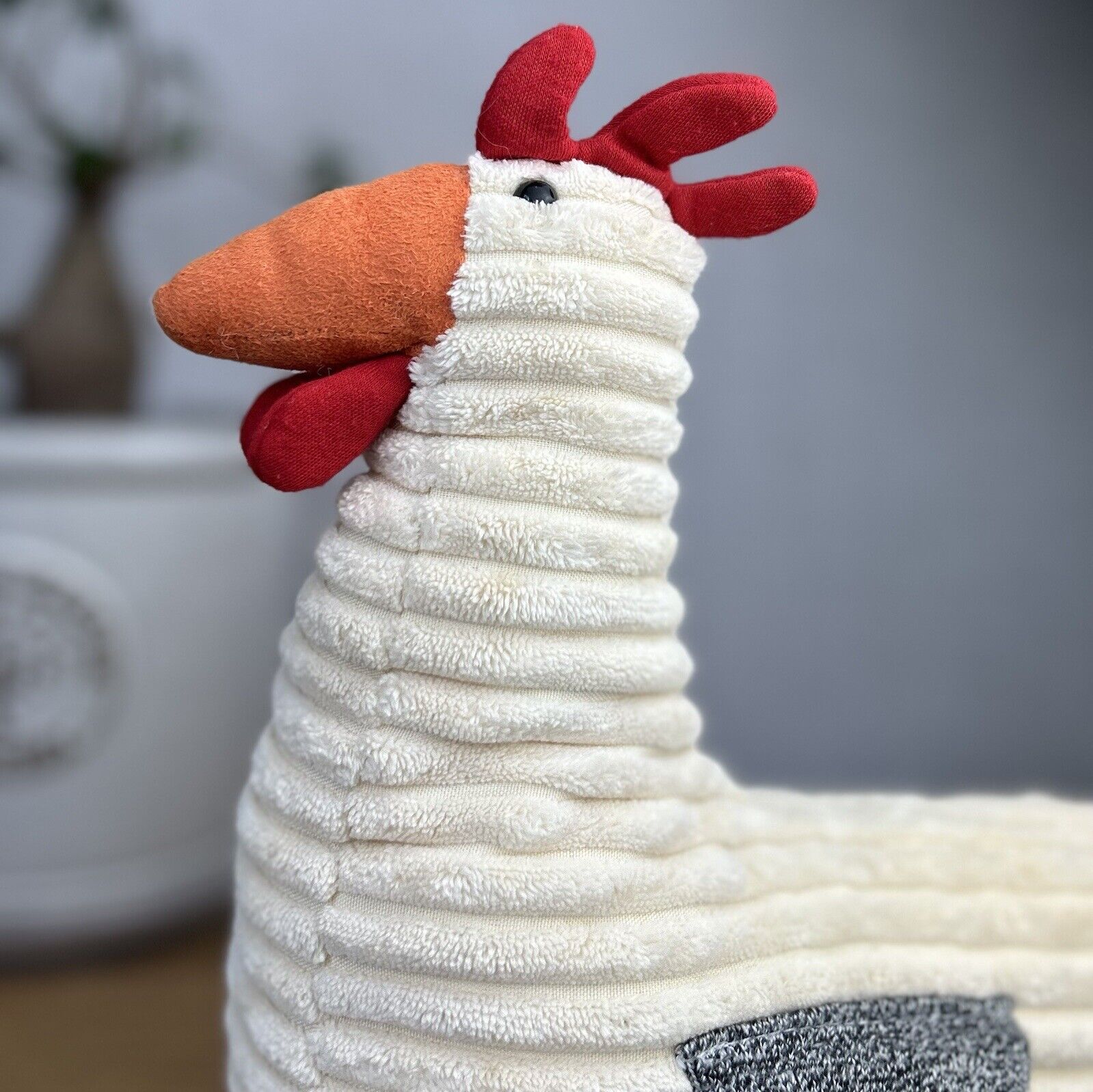 Jellycat Cream Folly Rooster - Corduroy Rooster Soft Toy - Large Rooster Plush
