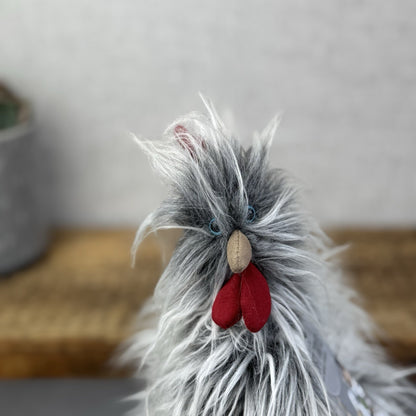 Jellycat Roger Rooster - Grey Hairy Rooster Soft Toy Small Rare/Retired 8"