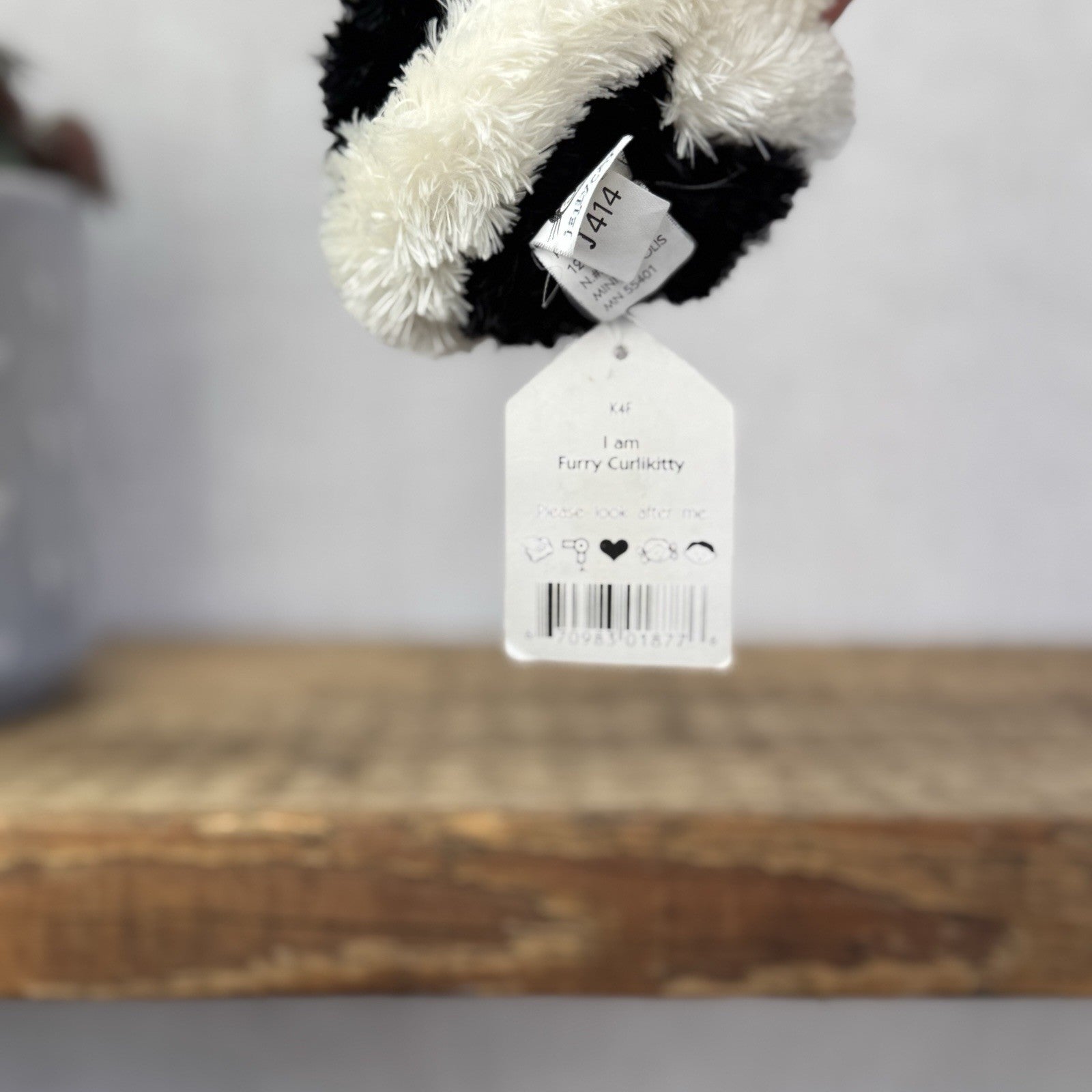 Jellycat Furry Curlikitty Black - New With Damaged Paper Tags Vintage Tiny 4”