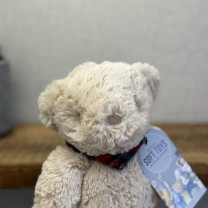 Next Teddy Bear Beanie With Scarf - Beige Bear Soft Toy New Without Tags 8"