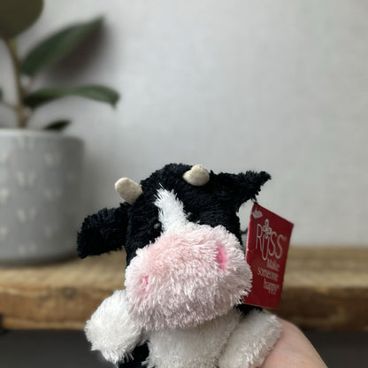 Russ Berrie Luvvies - Fred The Cow Beanie - Pudding Cow Soft Toy Tiny 4”