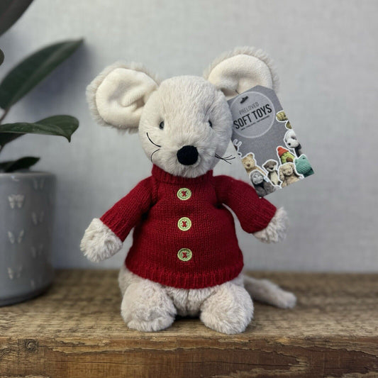 Jellycat Christmas Mouse In Jumper - John Lewis Collaborative Retired Mouse 8"