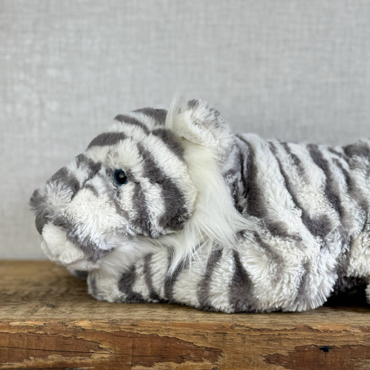 Jellycat Large Sacha Snow Tiger - Large Grey/White Striped Cat Beanie 18"