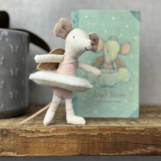 Maileg Angel Mouse, Big Sister In Book - New Without Tags Retired 2020