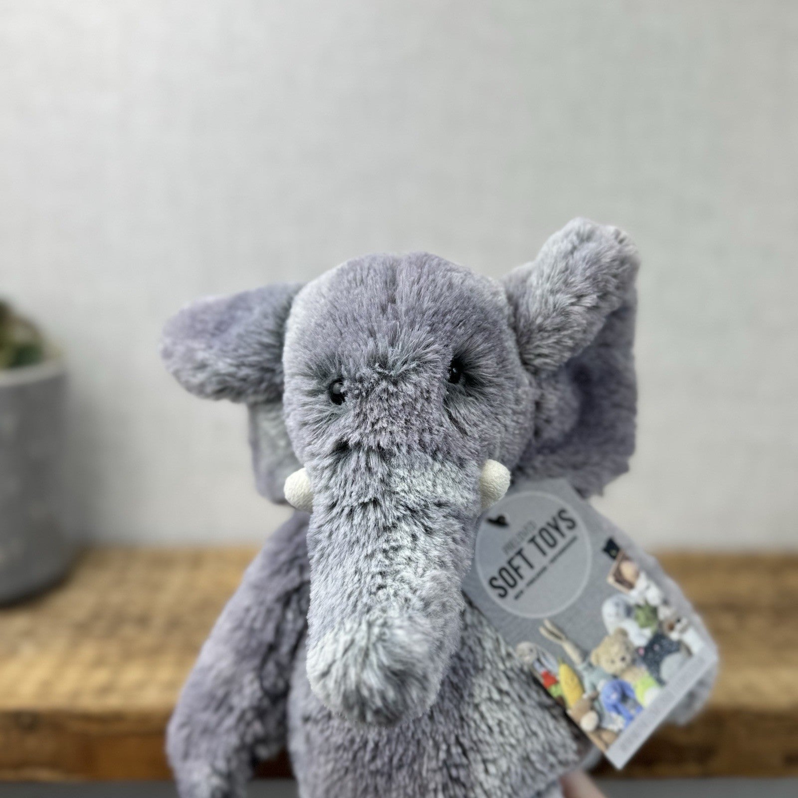 Jellycat Puddle Elephant - Blue/Grey Mix Elephant Super Soft Retired Medium 14"