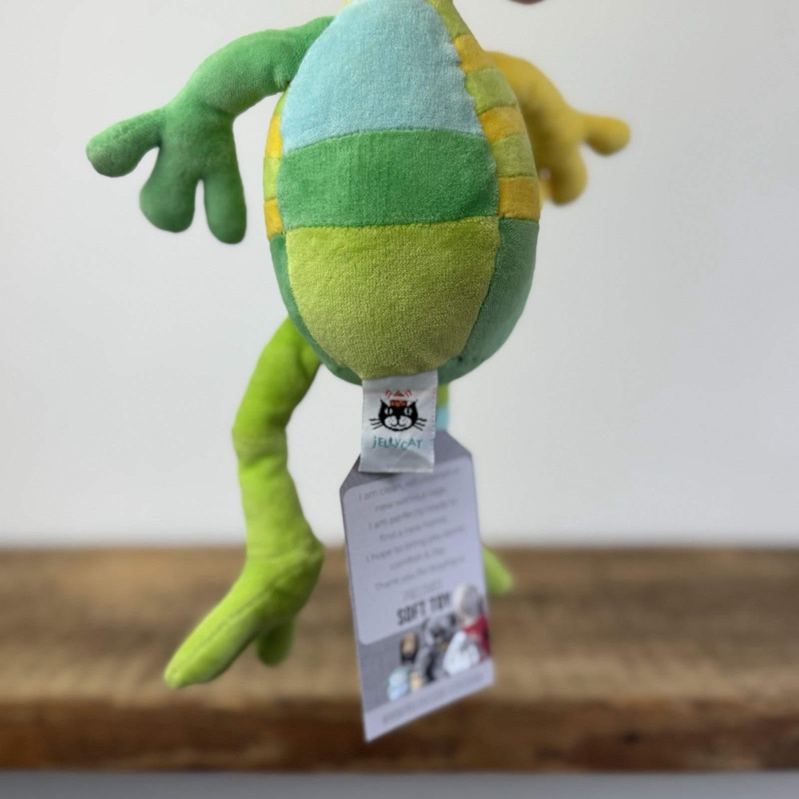 Jellycat Leggy Frog - Green Vintage Patchwork Soft Toy Rare 12"
