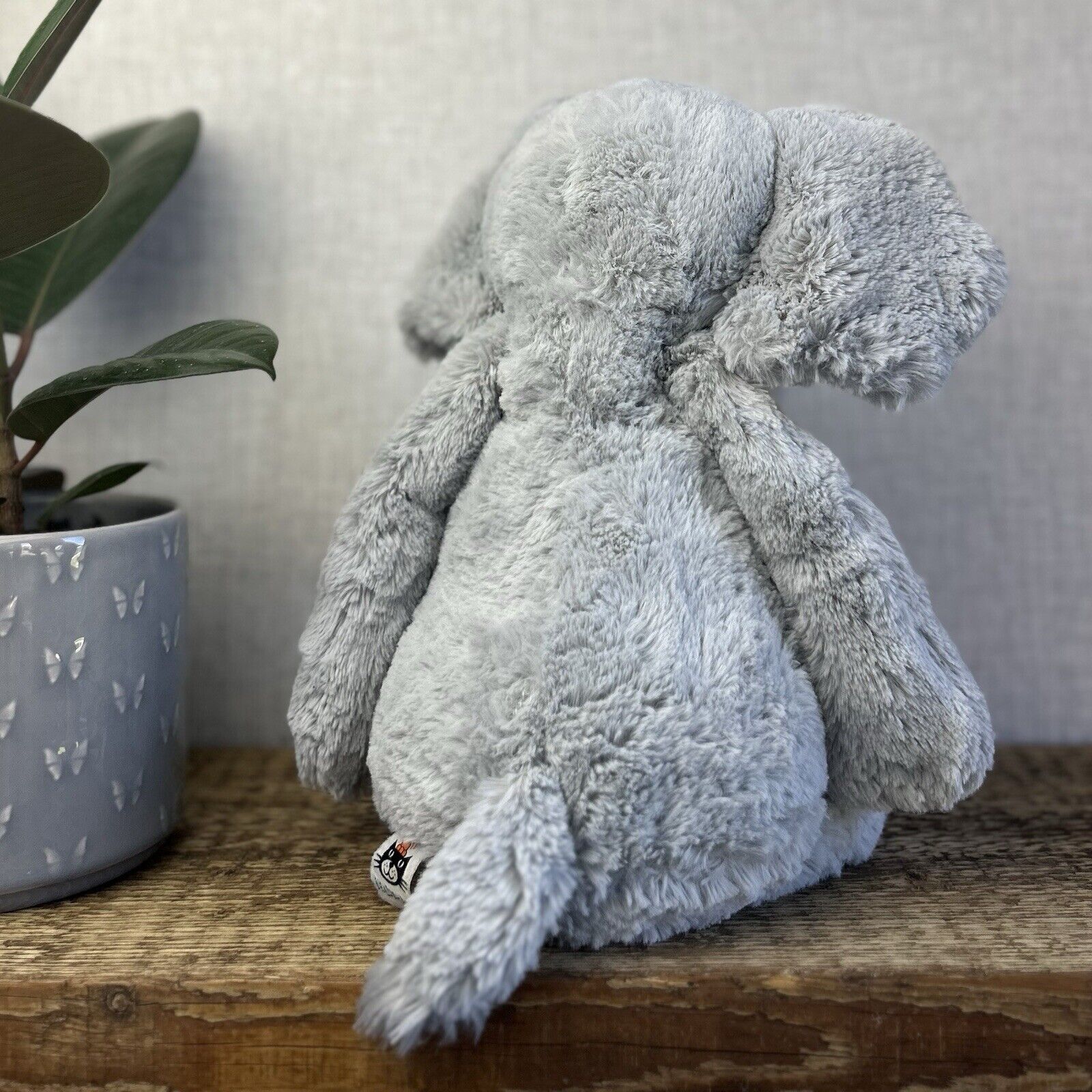 Jellycat Large Bashful Elephant - Large Grey Elephant Beanie 16” - Rare Retired