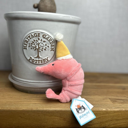 Jellycat Celebration Crustacean Shrimp Prawn Soft Toy Plush - Shrimp In Hat