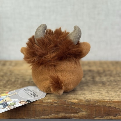 Jellycat Amuseabean Highland Cow  - Small Brown Beanie Cow Soft Toy Retired 5”