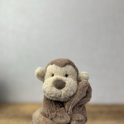 Jellycat Bashful Monkey Soother - Mini Monkey Comfort Blanket Retired Brown