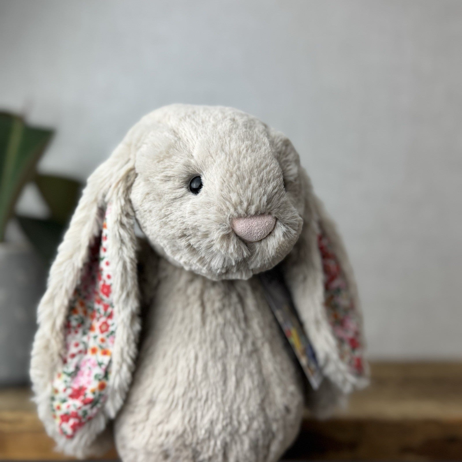 Jellycat Medium Bashful Beige Posy Blossom Bunny - Beige Bunny Floral Ears 12”