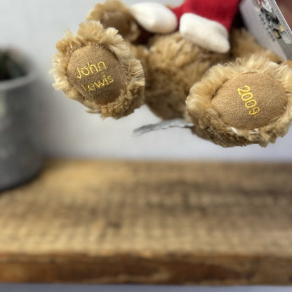 John Lewis Christmas Bear - Small Bear Christmas Hat & Scarf Beanie 2009 9"