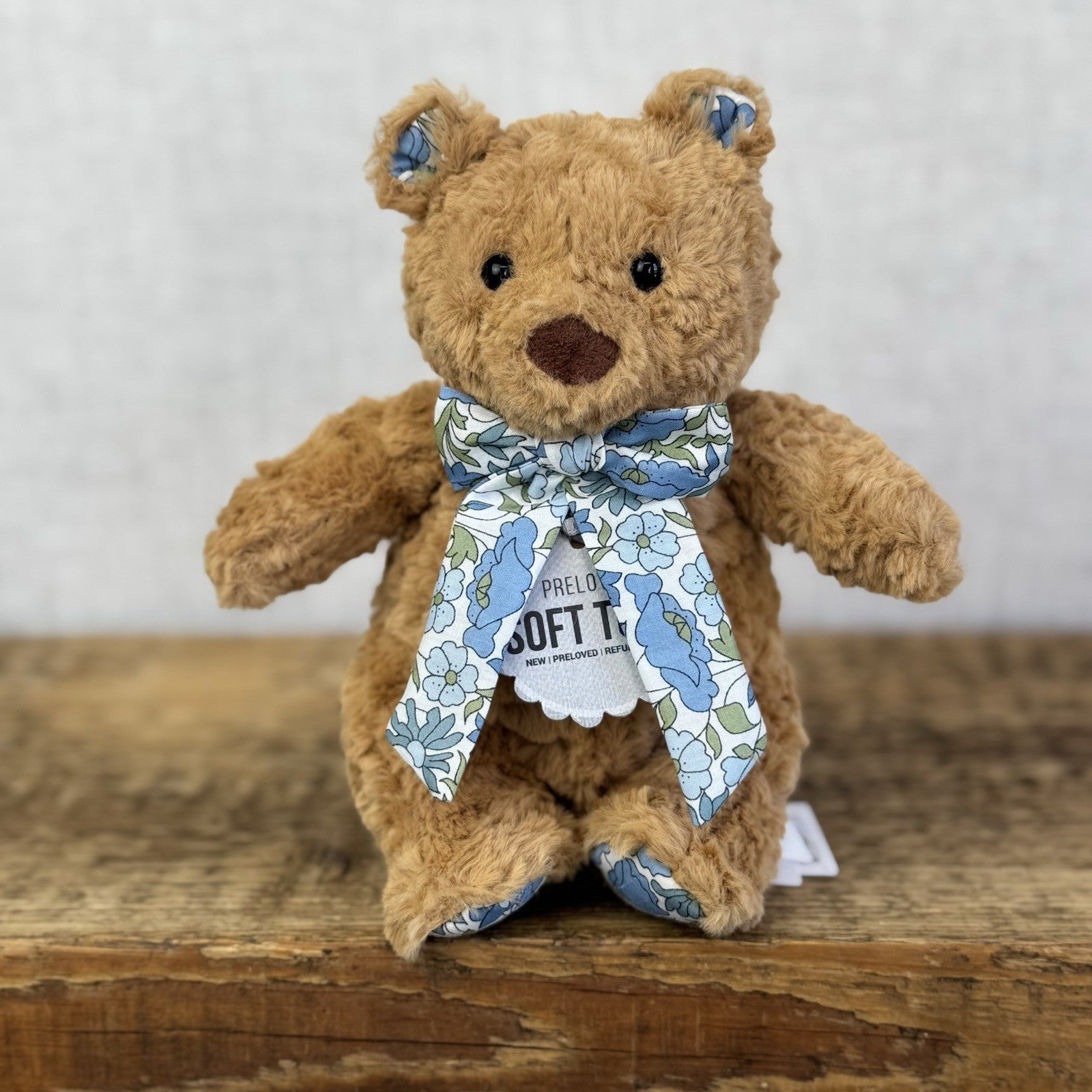 Custom/Bespoke Tiny Bartholemew Bear - Blue Flowers Made With Liberty Print 