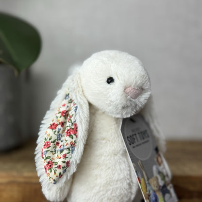 Jellycat Small Bashful Cream Blossom - Cream Bunny Floral Ears & Feet 8” (#2)