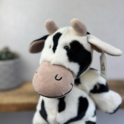 Jellycat Medium Squidgy Black & White Cow - Beanie Cow Vintage Rare With Tags