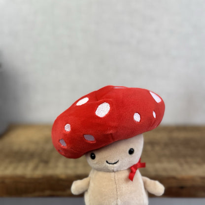 Jellycat Fun Guy Robbie - Red Mushroom Kawaii Beanie Velour Retired 8”